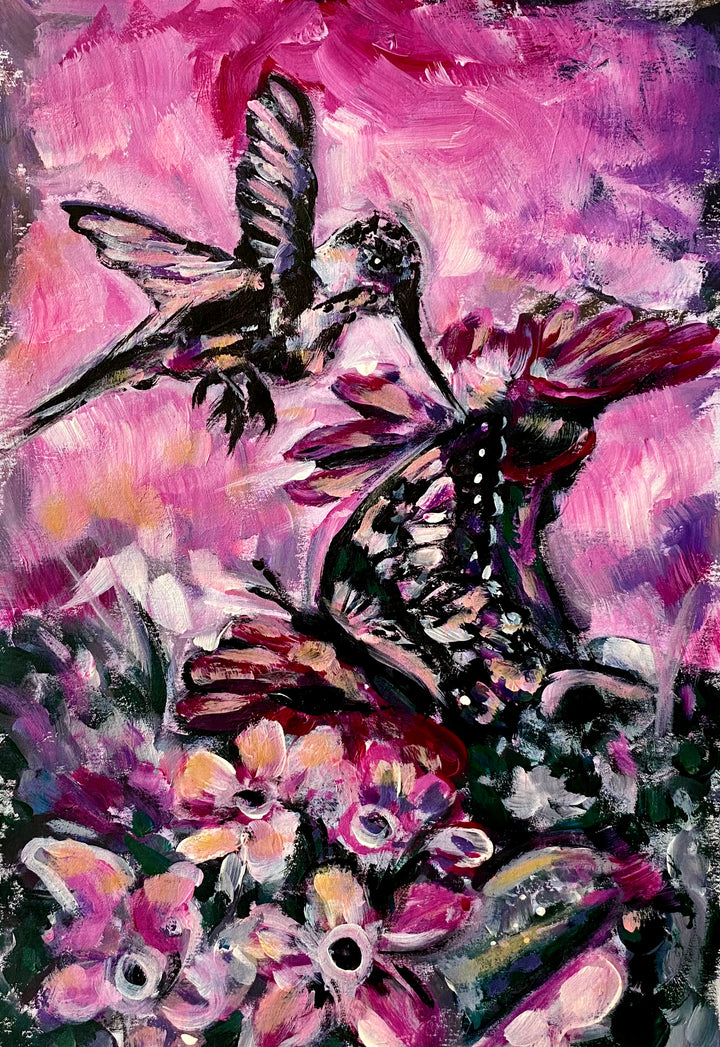 Studio study: Hummingbird in flowers